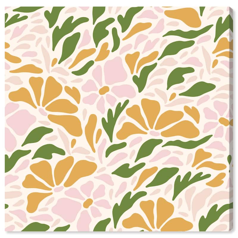 Wynwood Studio Canvas Fashion and Glam Floral Garden Pattern II Green Modern & Contemporary Wall Art Canvas Print - 30 x 30