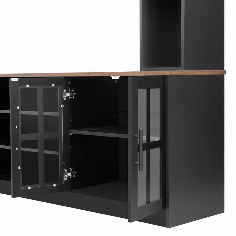 95.5"W Modern Wall Unit Entertainment Center with Bookshelves and Media Storage for TVs up to 80"