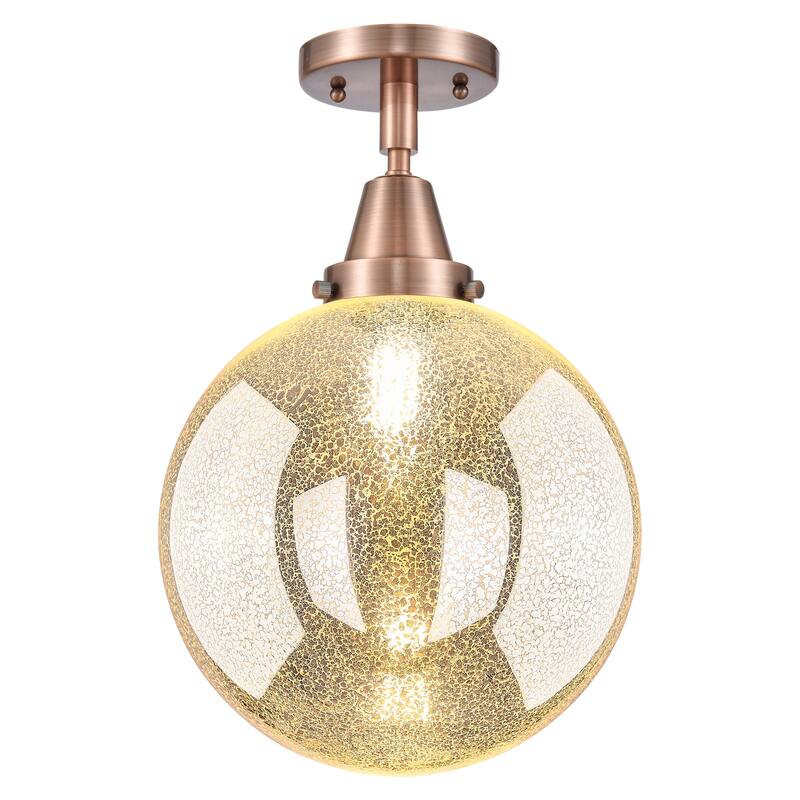 Innovations Lighting 447-1C-G208-10 Beacon 10" Wide Semi-Flush Globe - Antique Copper