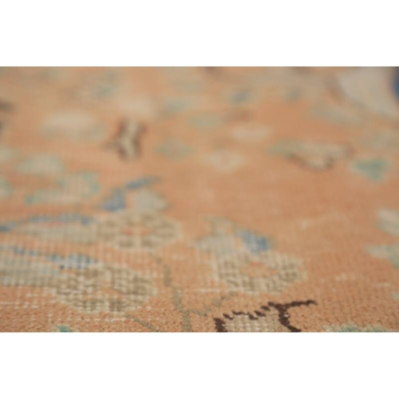 Floral Orange Mashad Persian Area Rug Hand-Knotted Wool Carpet - 9'7"x 12'7"