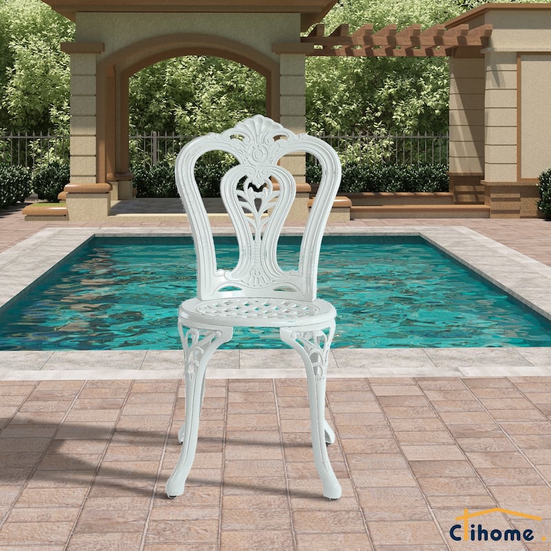 Clihome Outdoor Cast Aluminum Bistro Chair (Set of 2)