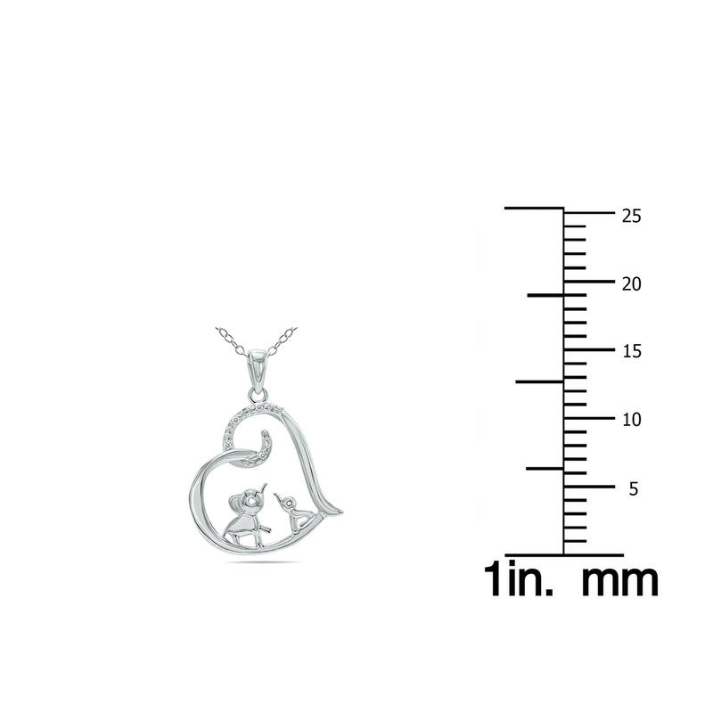 Marquee Double Elephant Enclosed in a Diamond Heart Necklace in .925 Sterling Silver