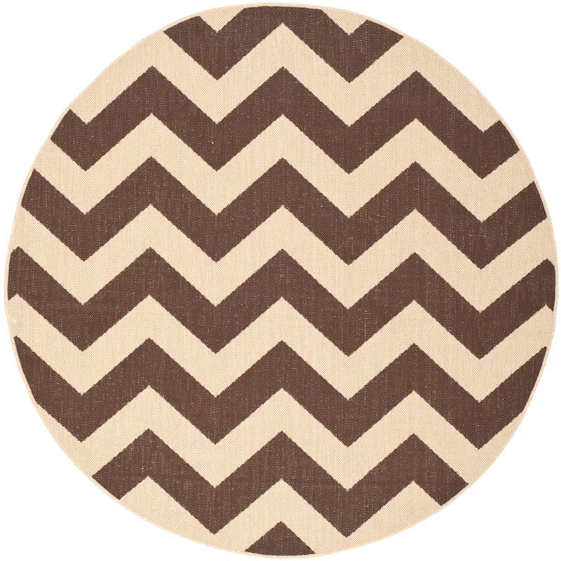 SAFAVIEH Courtyard Reeta Indoor/ Outdoor Waterproof Patio Backyard Rug - 7'10" Round - Dark Brown