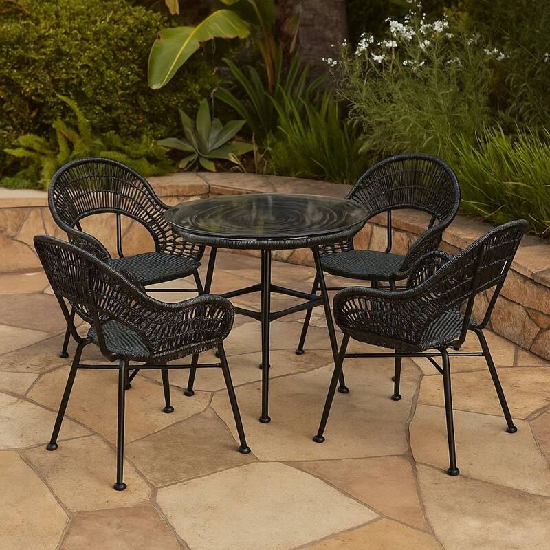 Tee Outdoor Side End Table, 20 Inch Rattan Weave with Glass Top, Gray