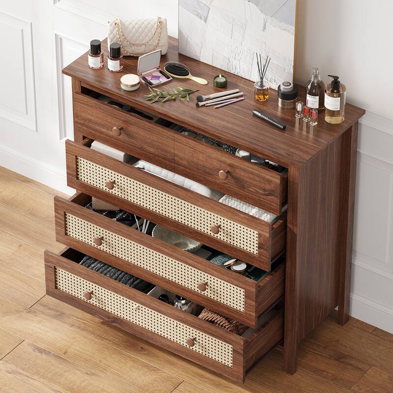 Buffet Cabinet Hallway Cabinet Base Cabinet with Drawers, Chest of Drawers Dining Cabinet Storage Cabinet - Walnut