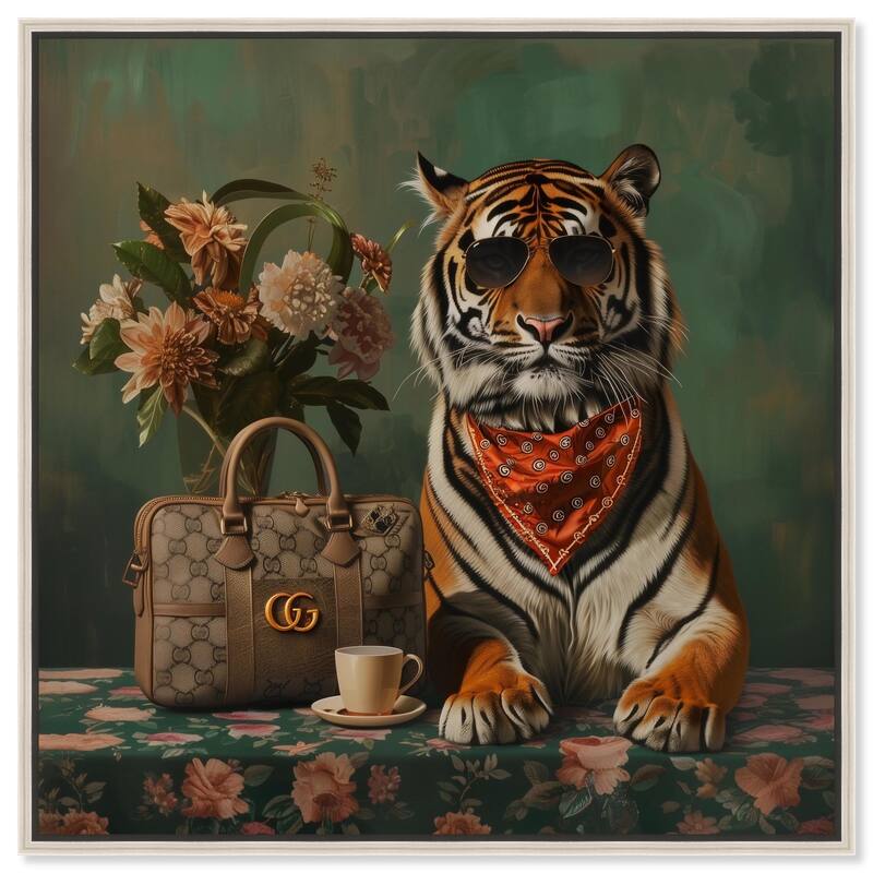 Fanciful Tiger Canvas by Art Remedy - Silver - 20" x 20"