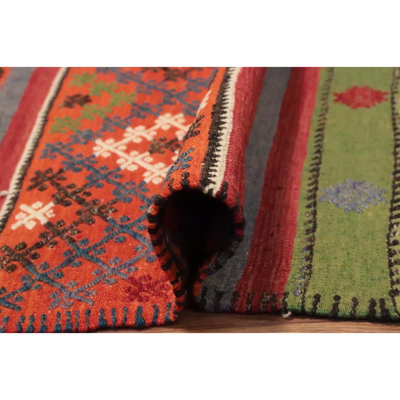 Hand Woven Oriental 100% Wool Carpet Southwestern Tribal Multi-Colored Kilim Area Rug - 10' 0'' X 6' 0''