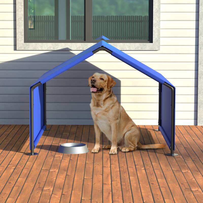 Blue Oxford Fabric Steel Dog Tent with Waterproof and Ventilated Design