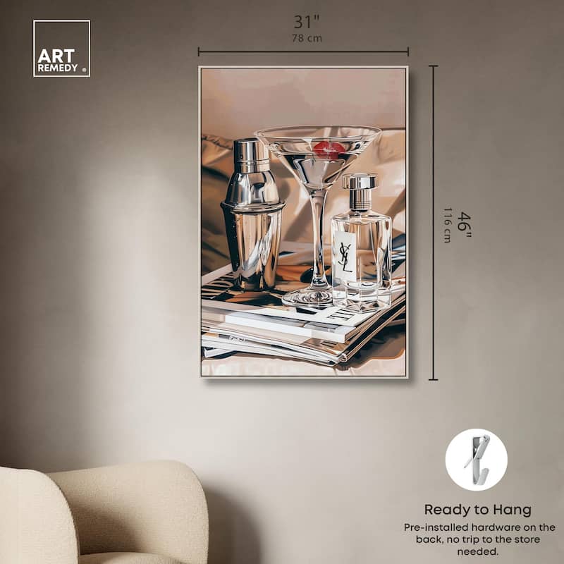 Martini Magazine Stack Canvas by Art Remedy