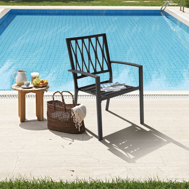 Outdoor 2-Piece Patio Chair Set, Iron Finish, Black