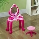 preview thumbnail 8 of 8, Qaba Kids Vanity Set with Mirror and Stool, Girls Makeup Table with Light and Sound, 15 Accessories, Pretend Play Set - Pink