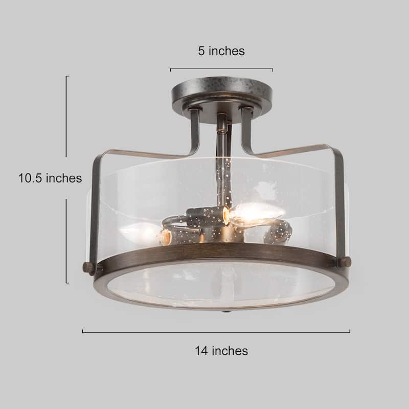 Modern Farmhouse 3-Light Glass Drum Semi Flush Mount Ceiling Lights
