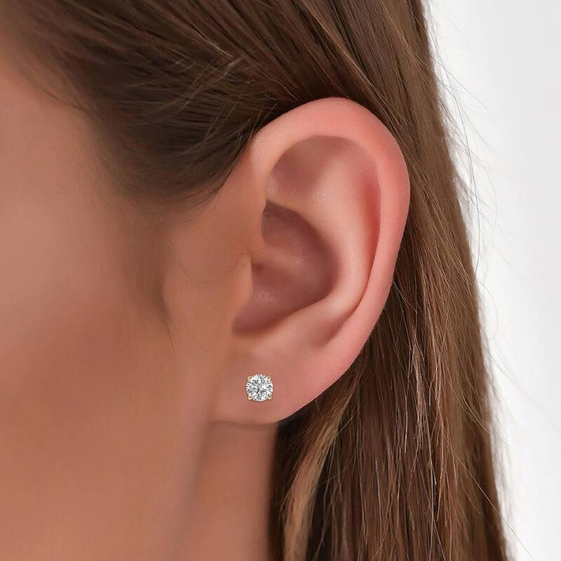 Marquee Lab Grown 1.50 Carat Total Weight Diamond Solitaire Earrings in 14K Yellow Gold