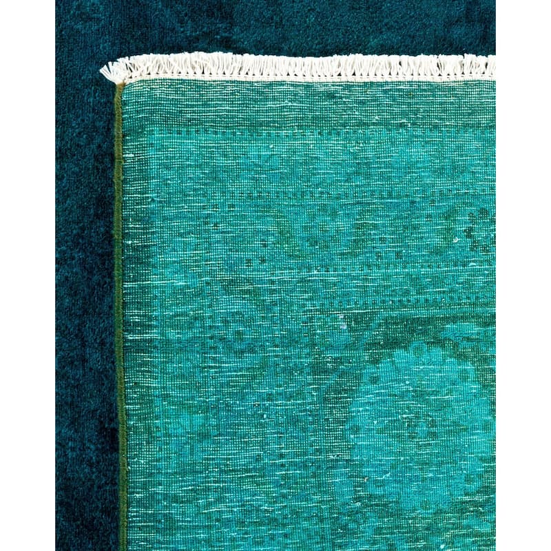 Overton Hand Knotted Wool Vintage Inspired Modern Contemporary Overdyed Blue Area Rug - 8' 0" x 10' 1"