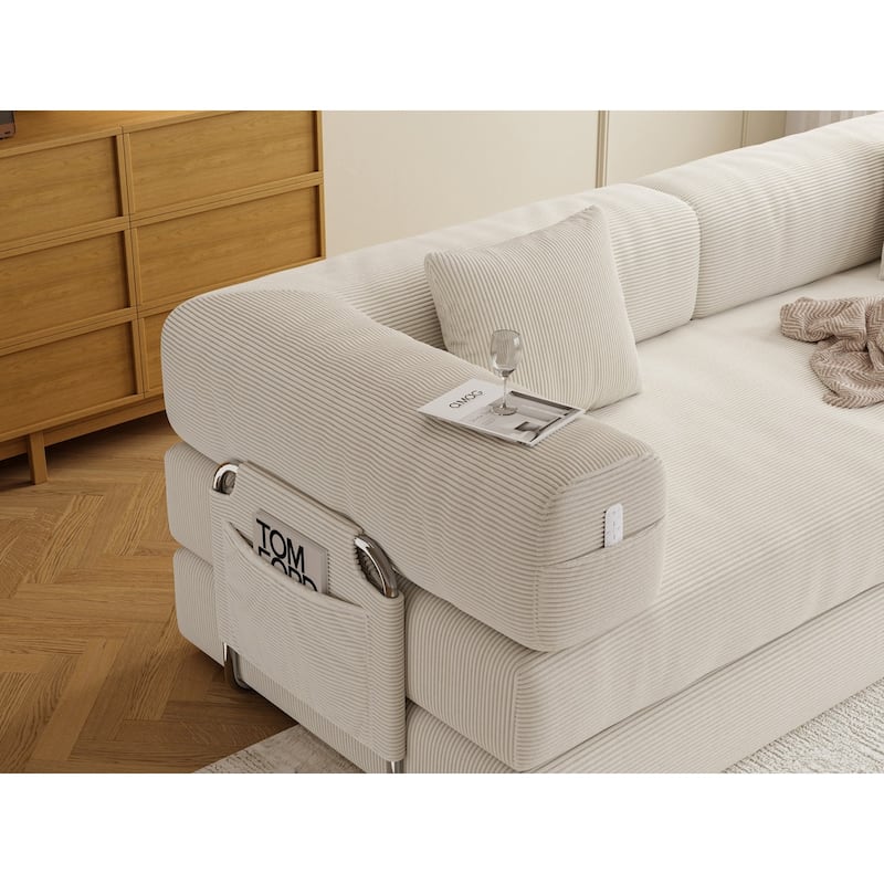 78.8" Floor Standing Sofa Bed Arm Comfort Sofa Bed, Convertible Pudding Block Sofa