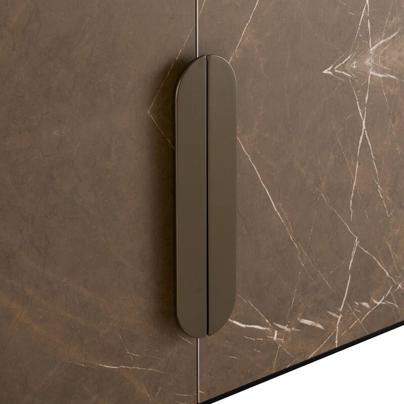 Spruce & Spring Modern Black Ash Sideboard with Cappuccino Ceramic Doors, Large Storage Cabinet