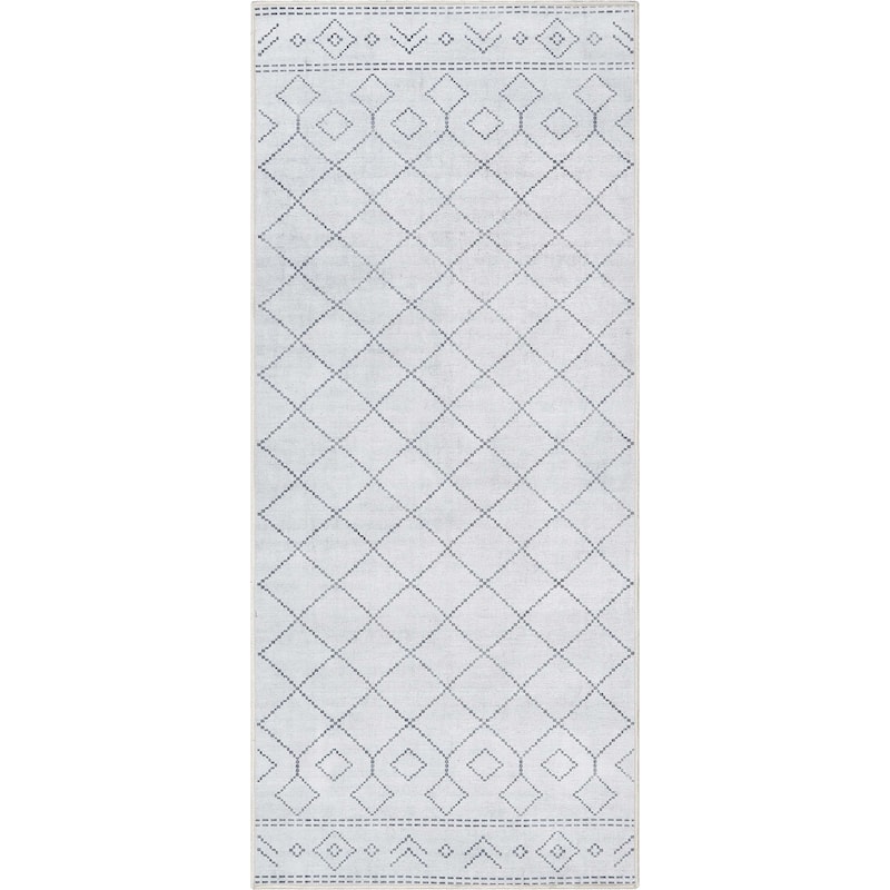 Well Woven Apollo Anastasia Moroccan Machine Washable Area Rug - Ivory Grey - 2' x 5'