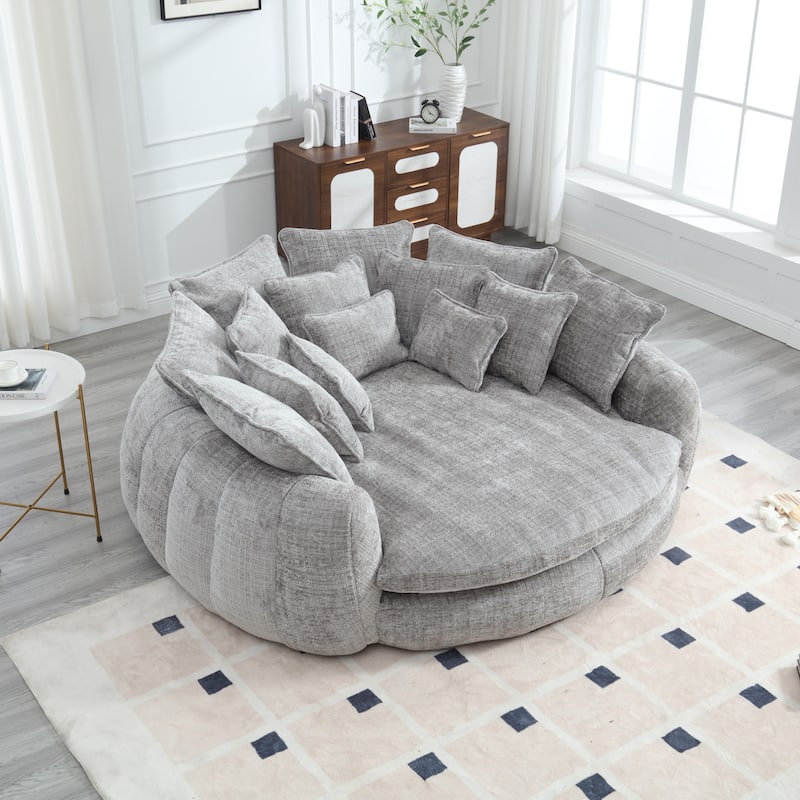 Comfortable Oversized Double Loaf High Back Round Sofa Bed with Armrests