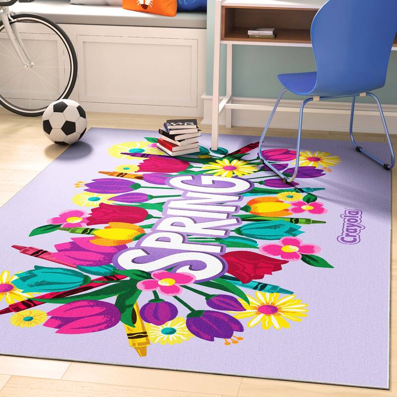Crayola Spring Lilac Floral Area Rug By Well Woven
