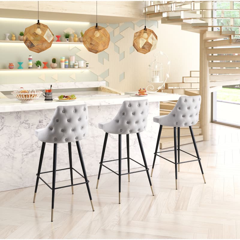 Piccolo Bar Chair - Product (in) : 18.5" W x 20.9" D x 40.6" H - Gray, Black, Gold