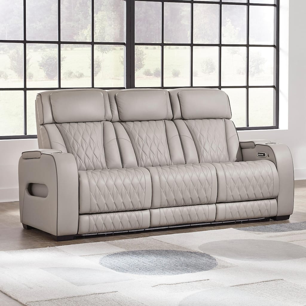 Signature Design by Ashley Boyington Gray Power Reclining Sofa - 86" W x 38.5" D x 44.5" H