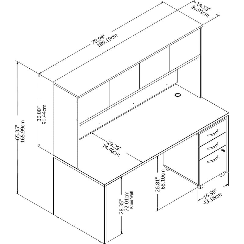 Studio C 72W Desk with Hutch and Drawers by Bush Business Furniture