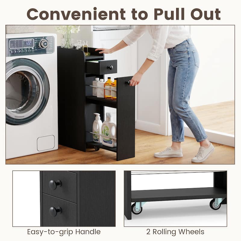 Gymax Small Bathroom Storage Cabinet 4-Tier Narrow Toilet Side Storage