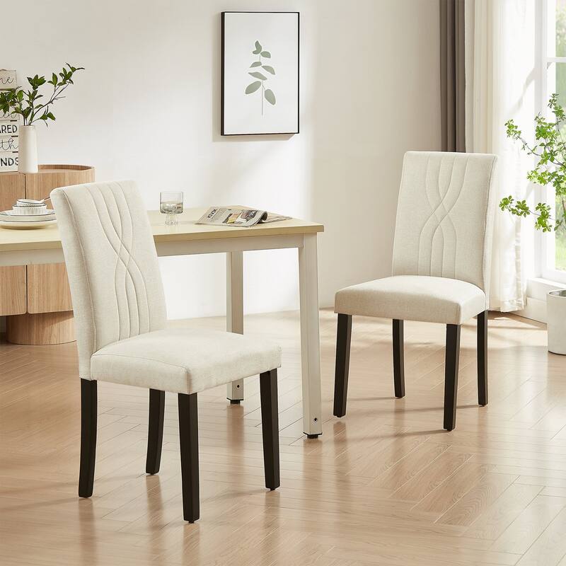 VECELO Upholstered Dining Chairs Set of 4 Modern Fabric and High Back & Solid Wood Legs, Parson Dining Chairs (Set of 4)