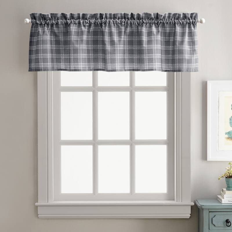 CHF Lodge Plaid Valance and Tier Pair Curtain Collection - Valance