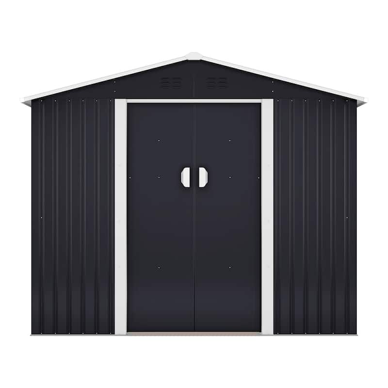Outdoor Steel Storage Shed with Lockable Sliding Doors and Vents