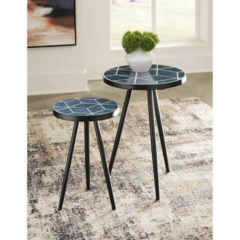 Ashley Furniture Clairbelle Teal Nesting Tables (Set of 2) - 16"W x 16"D x 22"H