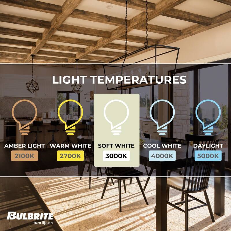 Bulbrite LED Filament Pack of (4) 5.5 Watt Dimmable B11 Light Bulbs with Clear Glass Finish and Medium (E26) Base - 3000K