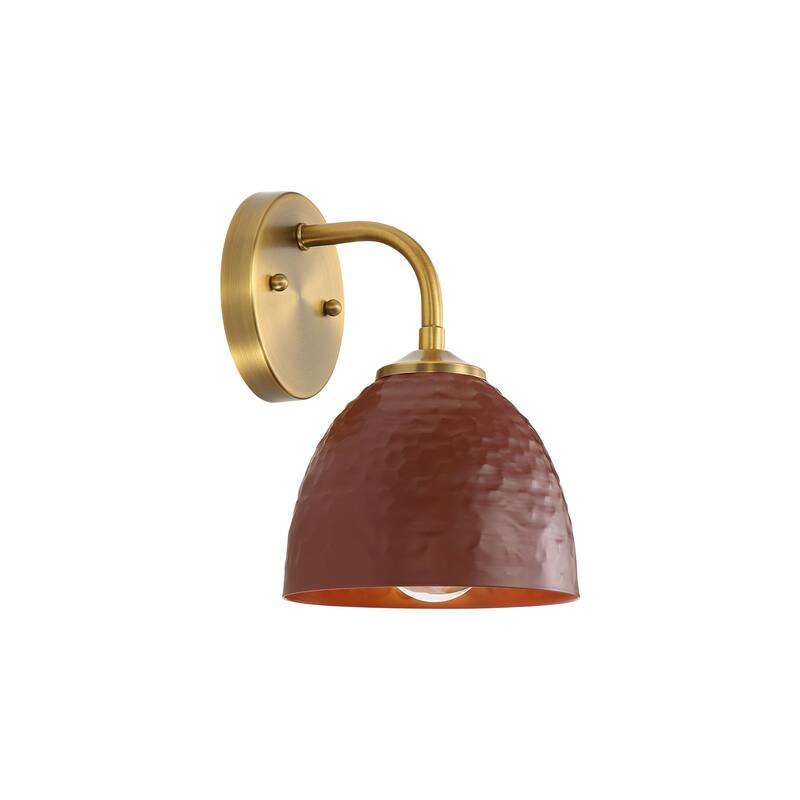 Golden Lighting Shepard 1-light Wall Sconce in Modern Brass and Russet Clay shade
