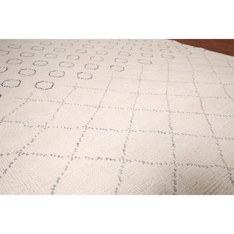 All-Over Trellis Moroccan Modern Area Rug Handmade Wool Carpet - 7'0"x 10'10"