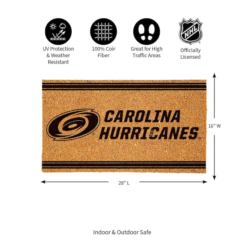 Carolina Hurricanes Monochrome Indoor/Outdoor Coir Door Mat