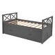 preview thumbnail 9 of 37, Twin Size Wooden Daybed with 2 Drawers and Trundle for Kids Teens
