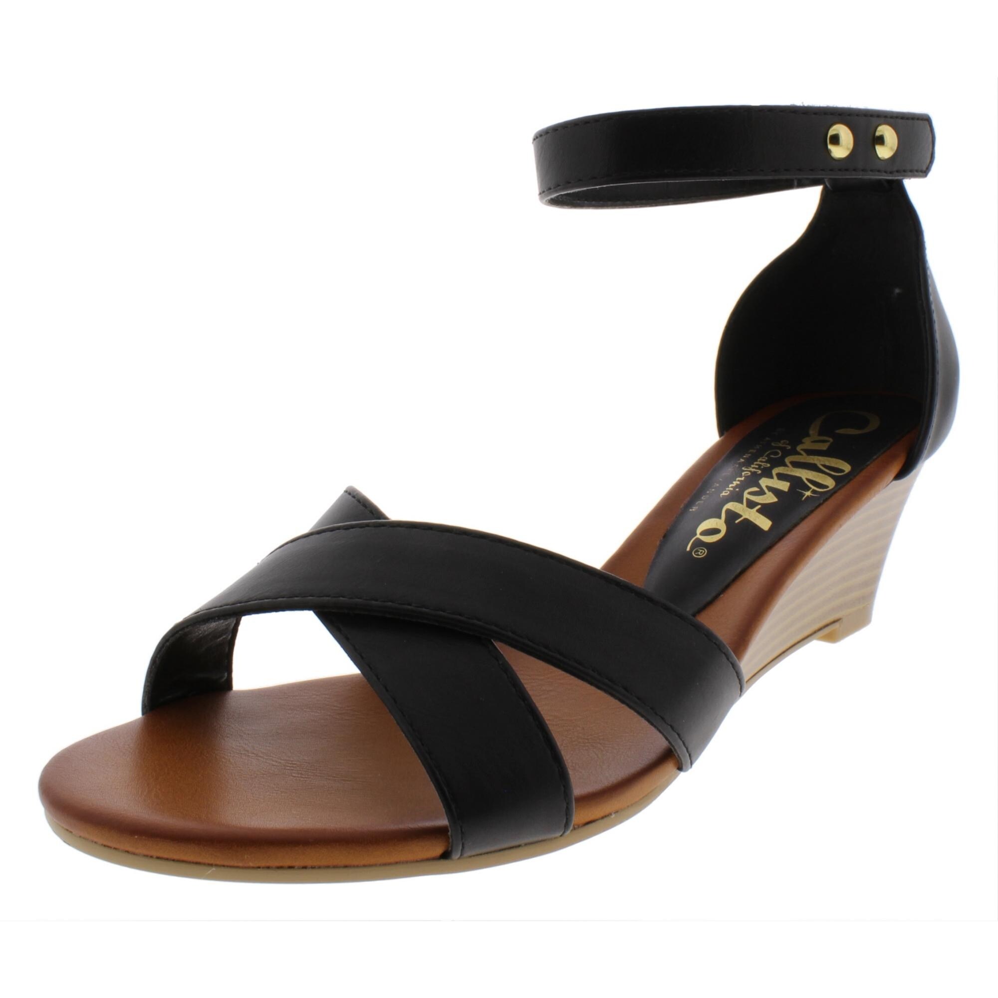 Callisto Of California Womens Kallie Strap Sandals Faux Leather Criss Cross Overstock 28066255