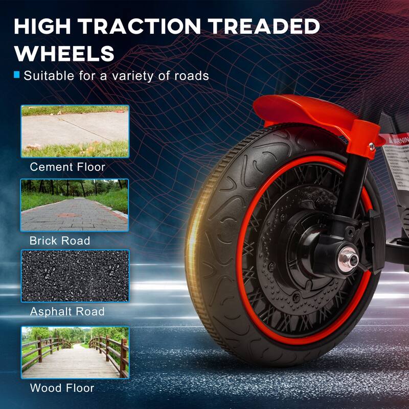 Aosom 6V Kids Motorcycle w/ Training Wheels, Single-Button Start
