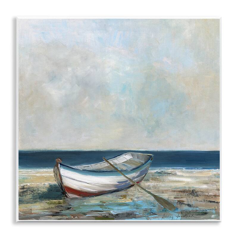 Stupell Boat & Oar on Shore Wall Plaque Art Design By Sally Swatland - 12 x 12