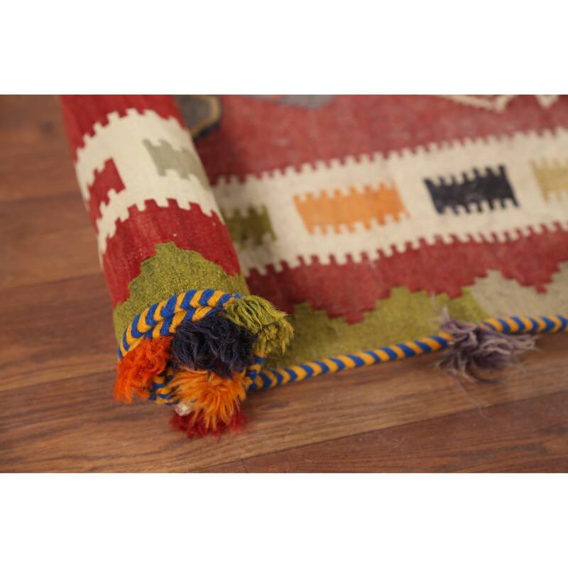 Vegetable Dye Kilim Qashqai Persian Antique Wool Carpet - 5'1"x 8'8"