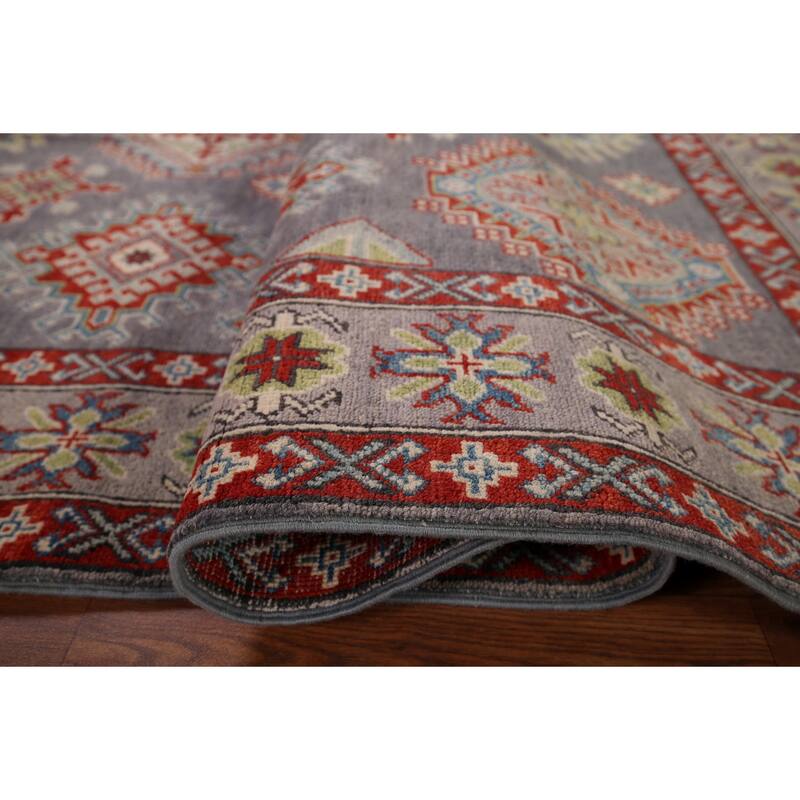 Traditional Gray Kazak Oriental Area Rug Handmade Wool Carpet - 5'8" x 8'0"