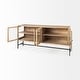 preview thumbnail 4 of 47, Arelius Light Brown w/ Black Metal Base 4 Door Glass Cabinet Sideboard - 70.0L x 18.0W x 32.0H