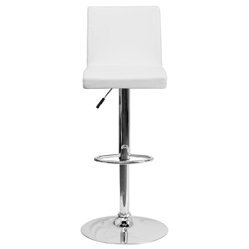 2 Pack Contemporary Adjustable Height Barstool with Panel Back and Chrome Base