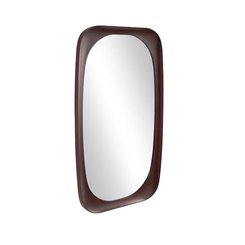 Wood Oval Wall Mirror - Dark Brown or Brown - Roche River Decor