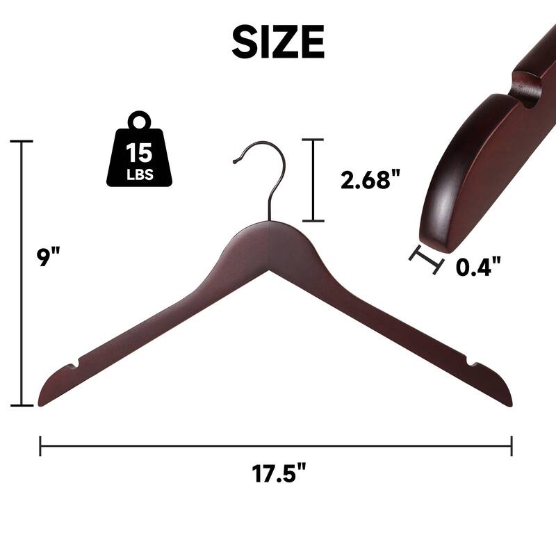 BP4U Premium Wooden Clothes Hangers, Solid Wood Coat Shirt Top Hangers for Jackets, Shirts, Dresses