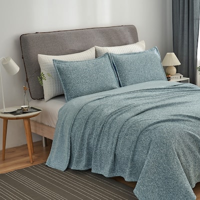 3 Piece Heather Jersey Blanket Knit Blanket