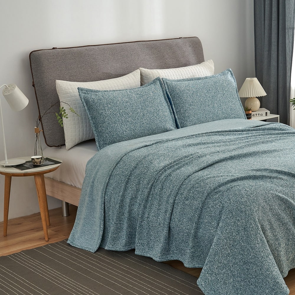 3 Piece Heather Jersey Blanket Knit Blanket