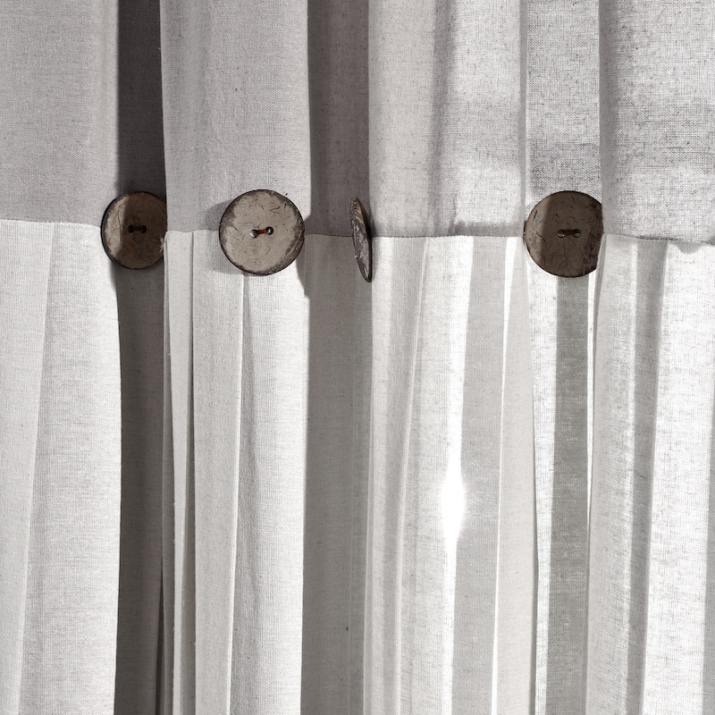 Lush Decor Linen Button Kitchen Tier Window Curtain Panel Pair