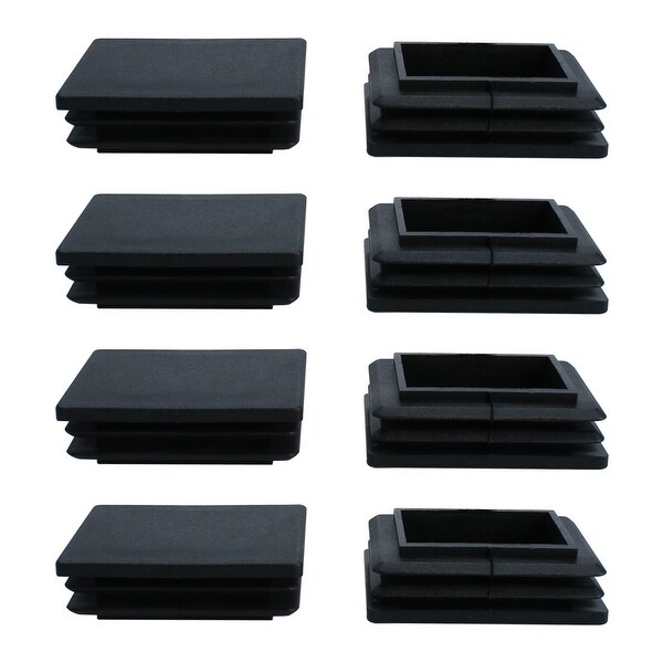 8pcs 40 x 50mm Plastic Rectangle Ribbed Tube Inserts End Cover Cap Furniture Chair Table Feet Floor Protector