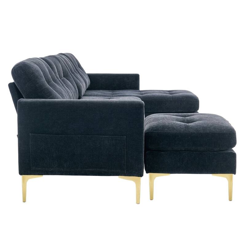 L-Shape Convertible Sectional Sofa Couch, Living Room Sectional with Movable Ottoman for Living Room, Apartment, Office